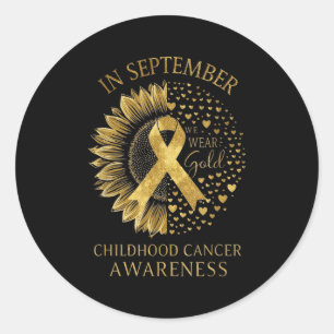 In September We Wear Gold Sunflower Classic Round Sticker