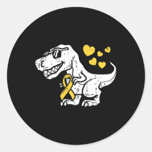 In September We Wear Gold Trex Childhood Cancer Aw Classic Round Sticker