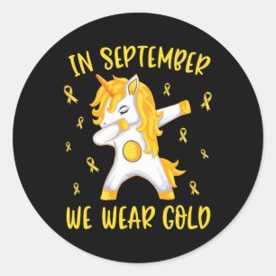 In September We Wear Gold Unicorn Childhood Cancer Classic Round Sticker