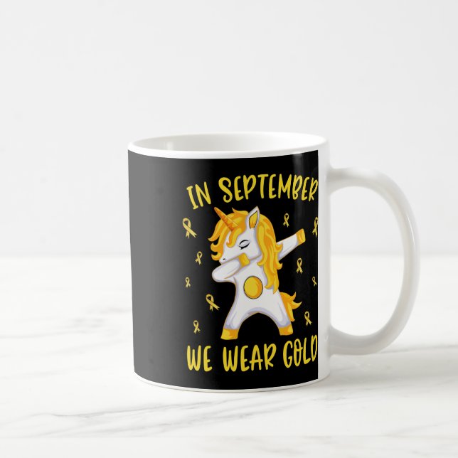 In September We Wear Gold Unicorn Childhood Cancer Coffee Mug (Right)