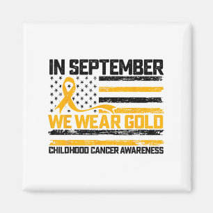 In September We Wear Gold Us Flag Childhood Cancer Magnet