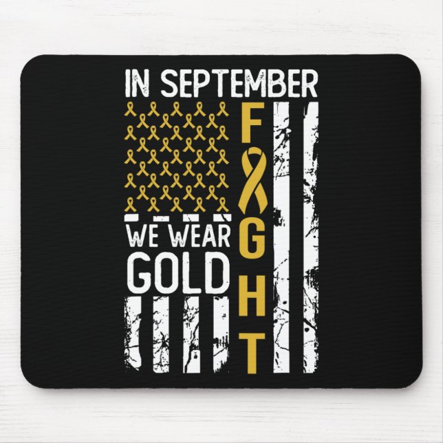 In September We Wear Gold Usa Childhood Cancer Awa Mouse Mat (Front)