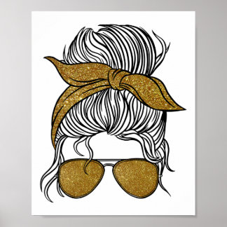 In September We Wear Golden Cute Messy Bun Childho Poster