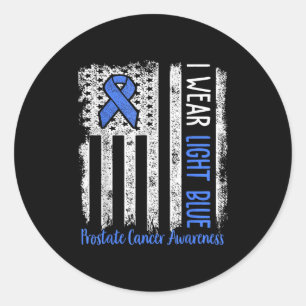 In September We Wear Light Blue Prostate Cancer Aw Classic Round Sticker