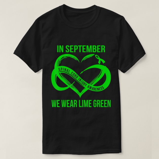 In September We Wear Lime Green Spinal Cord Injury T-Shirt (Design Front)