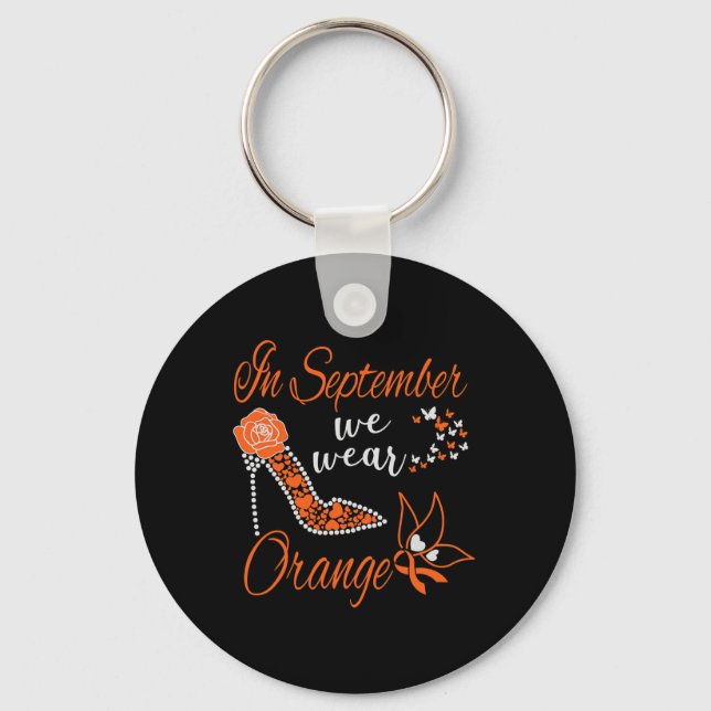 In September We Wear Orange Leukaemia Awareness Mo Key Ring (Front)
