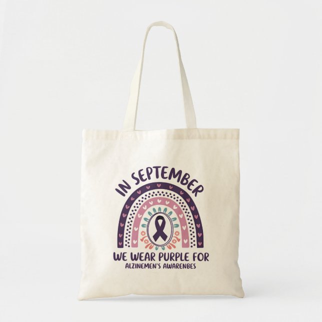 In September We Wear Purple Alzheimer's Awareness Tote Bag (Front)