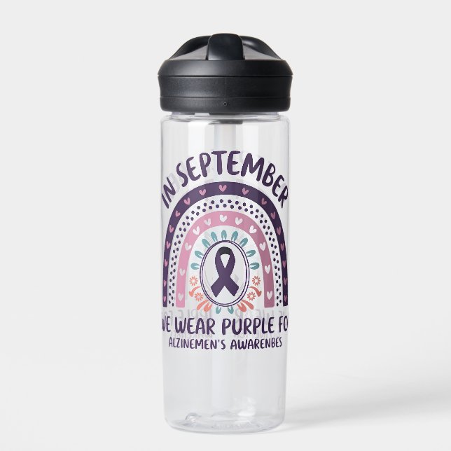In September We Wear Purple Alzheimer's Awareness Water Bottle (Front)