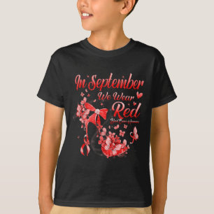 In September We Wear Red Butterfly Blood Cancer Aw T-Shirt