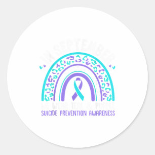 In September We Wear Teal & Purple Rainbow Sui Classic Round Sticker