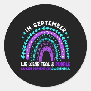 In September We Wear Teal & Purple Suicide Awa Classic Round Sticker