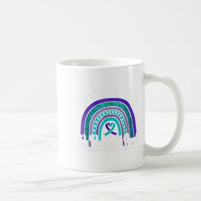 In September We Wear Teal &amp; Purple Suicide Pre Coffee Mug (Right)