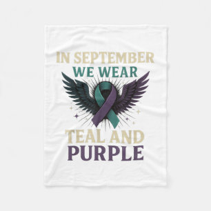 In September We Wear Teal And Purple  Fleece Blanket