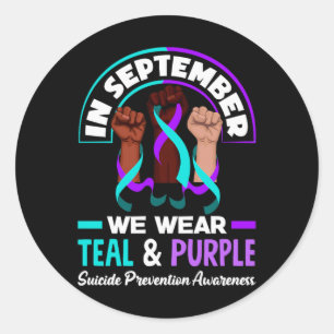 In September We Wear Teal And Purple Prevention Classic Round Sticker