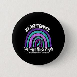 In September We Wear Teal and Purple Rainbow Suici 6 Cm Round Badge