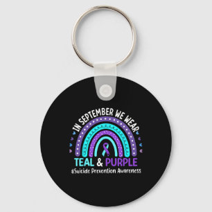 In September We Wear Teal And Purple Ribbon Suicid Key Ring