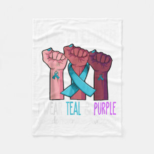 In September We Wear Teal And Purple Suicide Aware Fleece Blanket
