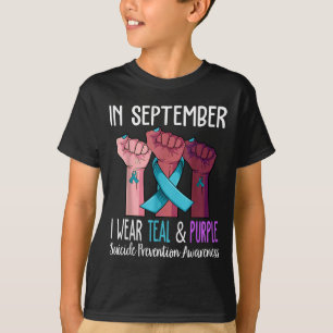 In September We Wear Teal And Purple Suicide Aware T-Shirt