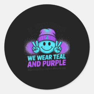 In September We Wear Teal And Purple Suicide Preve Classic Round Sticker