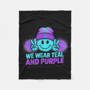In September We Wear Teal And Purple Suicide Preve Fleece Blanket