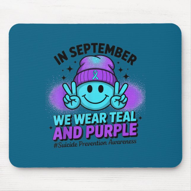 In September We Wear Teal And Purple Suicide Preve Mouse Mat (Front)