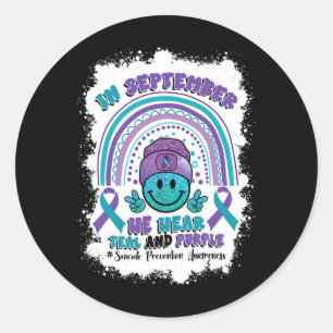 In September We Wear Teal Purple Classic Round Sticker