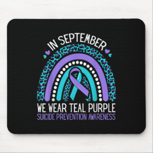 In September We Wear Teal Purple Ribbon Suicide Aw Mouse Mat