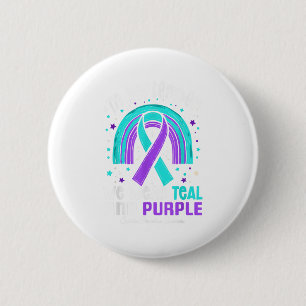 In September We Wear Teal Purple Ribbon Suicide Pr 6 Cm Round Badge