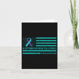 In September We Wear Teal Purple Ribbon Suicide Pr Card