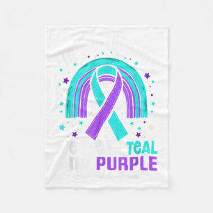 In September We Wear Teal Purple Ribbon Suicide Pr Fleece Blanket