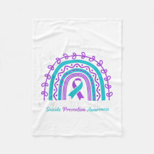 In September We Wear Teal Purple Ribbon Suicide Pr Fleece Blanket