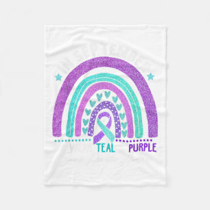 In September We Wear Teal Purple Ribbon Suicide Pr Fleece Blanket