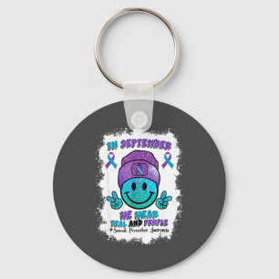 In September We Wear Teal Purple Ribbon Suicide Pr Key Ring