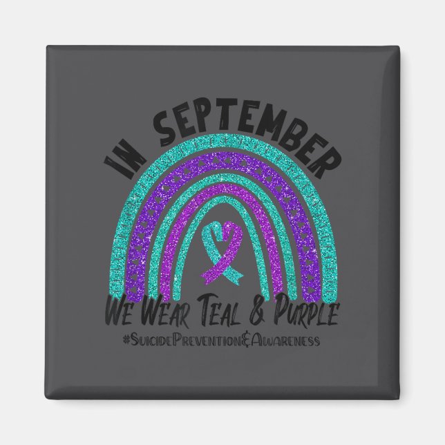 In September We Wear Teal Purple Ribbon Suicide Pr Magnet (Front)