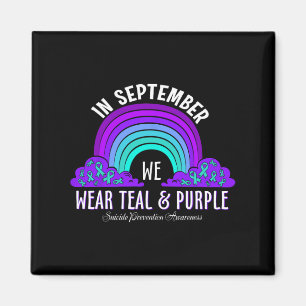In September We Wear Teal Purple Ribbon Suicide Pr Magnet