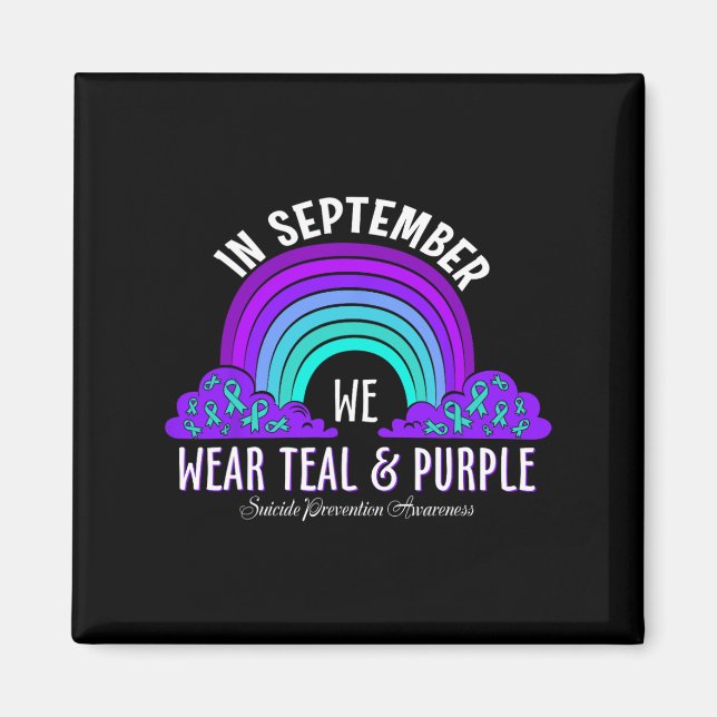 In September We Wear Teal Purple Ribbon Suicide Pr Magnet (Front)