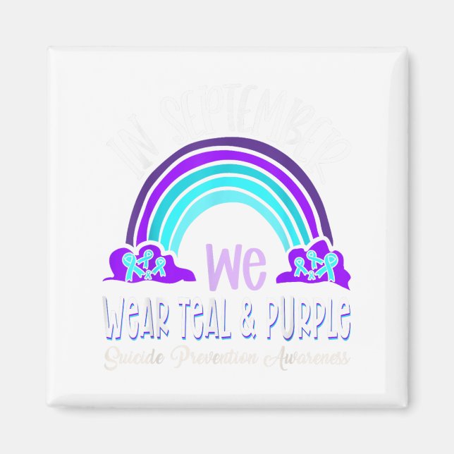 In September We Wear Teal Purple Ribbon Suicide Pr Magnet (Front)