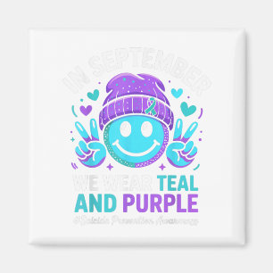 In September We Wear Teal Purple Ribbon Suicide Pr Magnet