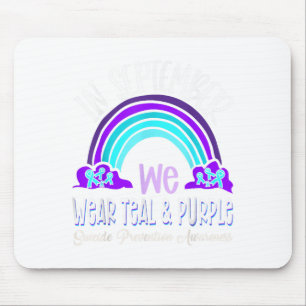 In September We Wear Teal Purple Ribbon Suicide Pr Mouse Mat
