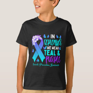 In September We Wear Teal Purple Ribbon Suicide Pr T-Shirt