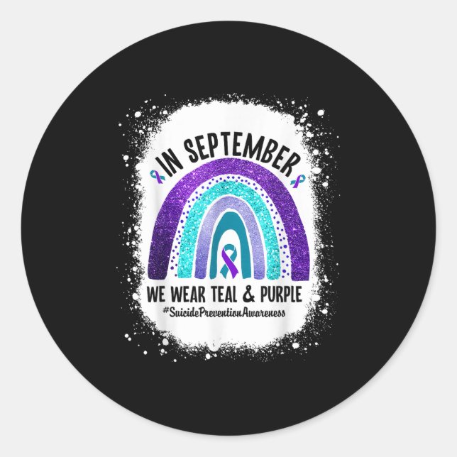 In September We Wear Teal Purple Suicide Preventio Classic Round Sticker (Front)