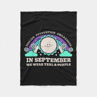 In September We Wear Teal Purple Suicide Preventio Fleece Blanket
