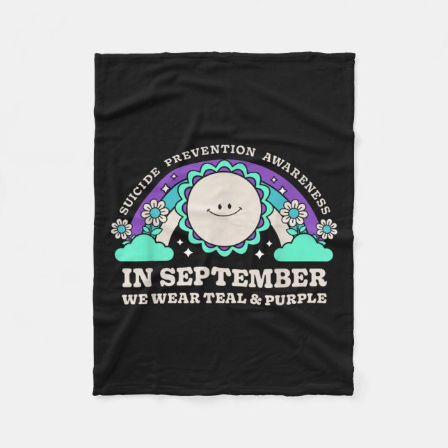 In September We Wear Teal Purple Suicide Preventio Fleece Blanket (Front)