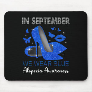 In September Wear Blue High Heels Alopecia Awarene Mouse Mat