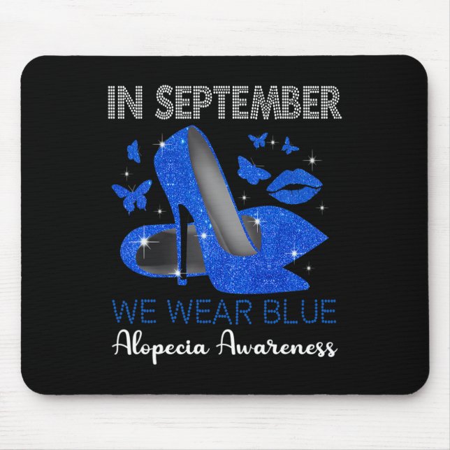 In September Wear Blue High Heels Alopecia Awarene Mouse Mat (Front)