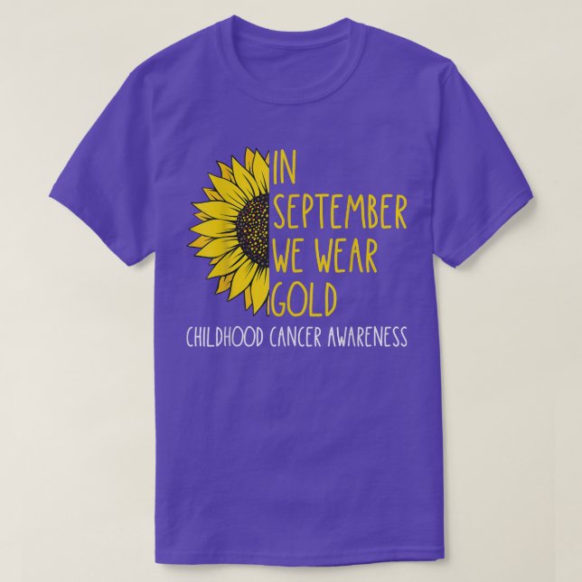 In September Wear Gold Sunflower Childhood Cancer  T-Shirt (Design Front)