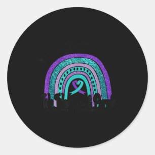 In September Wear Teal And Purple Rainbow Suicide  Classic Round Sticker