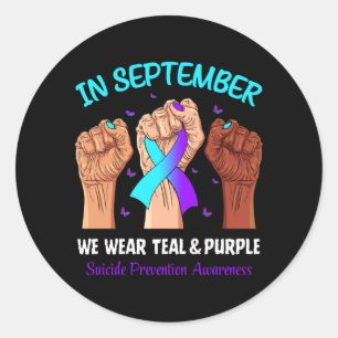 In September Wear Teal Purple Tape For Prevention Classic Round Sticker
