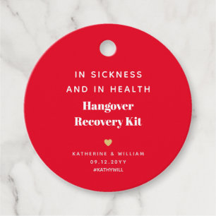In Sickness and Health Hangover Recovery Kit Red Favour Tags