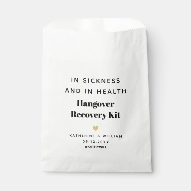In Sickness and in Health Hangover Recovery Kit  Favour Bags (Front)